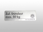 Kennschild für AHZV "Stützlast 50 kg", NOS