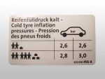 Kennschild Reifendruck Angaben für 3C Passat TDI, NOS